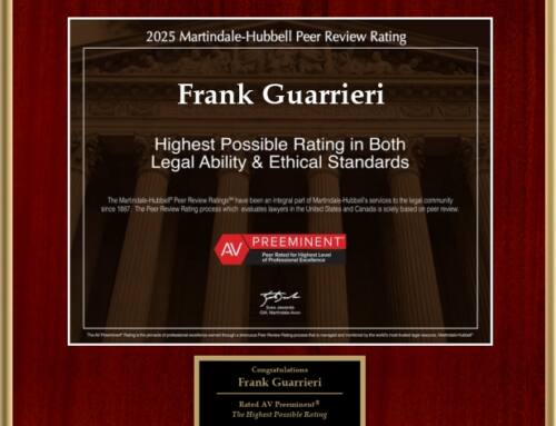 Congratulations Frank Guarrieri, you’ve been named a 2025 AV Preeminent Attorney